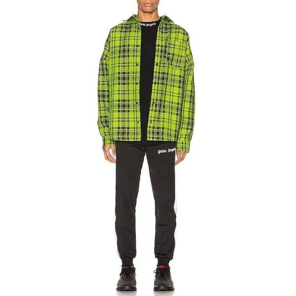 Palm Angels Logo Overshirt 44 XS Mens Green & White Plaid Check NWT - Picture 15 of 15